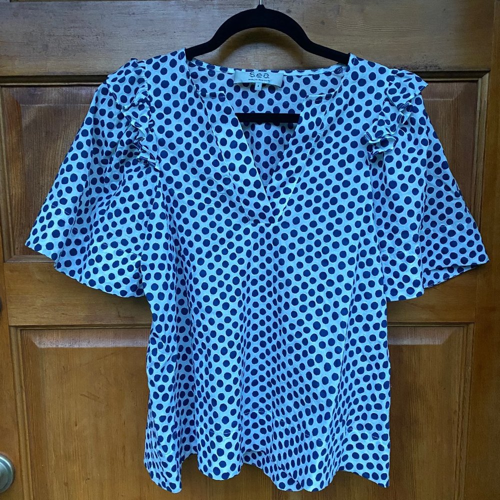 SEA NY Polka Dot Cotton Top